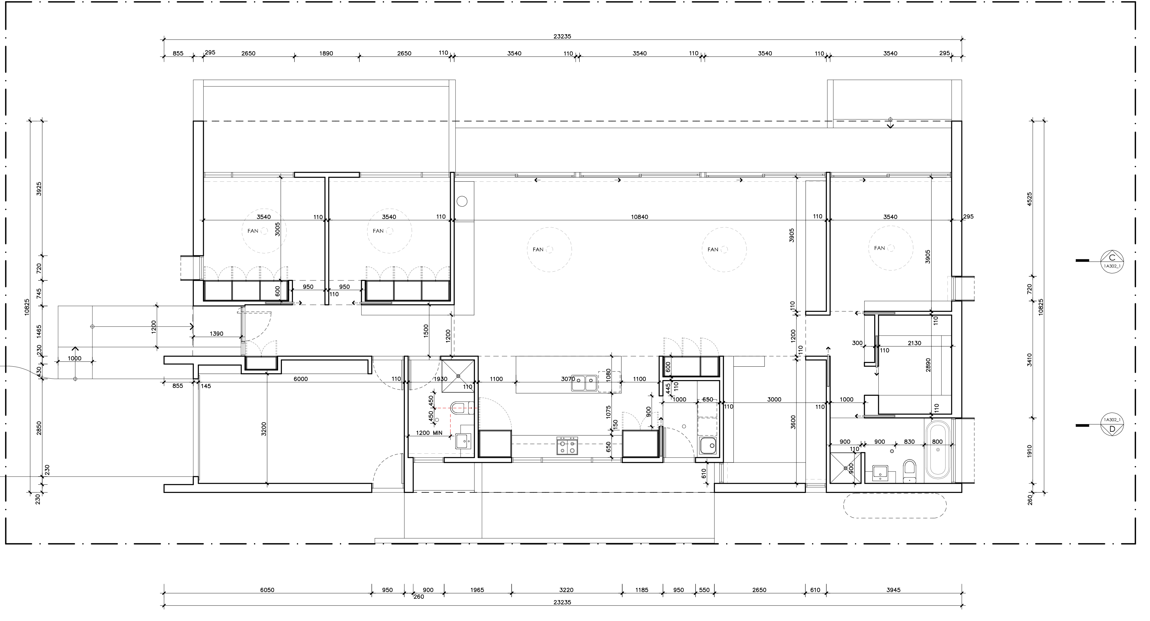 23.3m x 10.9m Plan by shea.odonoghue, 3 bedroom 2 bathroom 1 car single storey passive solar house plan, 23.3m x 10.9m - Plan